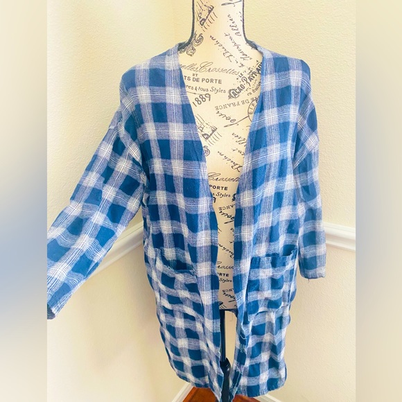 Blue checkered long cardigan S / M - Picture 7 of 7